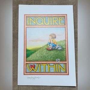 Mary Engelbreit Illustration Print Inquire Within Child Thinking Magazine Pull